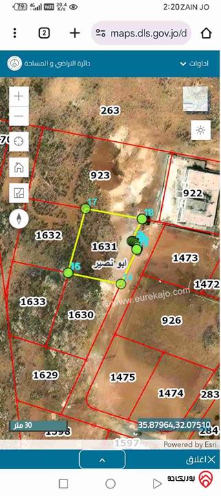 قطعة أرض مميزة ذات اطلالة جملية مرتفعة مساحة 1 دونم للبيع في عمان - ابو نصير حي الضياء فوق شارع الأردن 