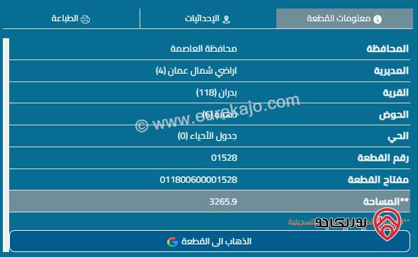 قطعة أرض مساحة 2200م للبيع في عمان - شفا بدران	