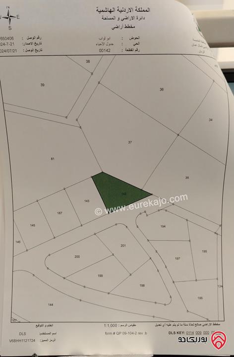 أرض سكنية مساحة 996م للبيع في شمال عمان / الرمان