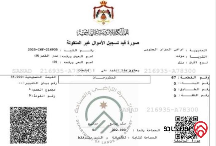 قطعتين ارض متجاورتين مساحة 1637م للبيع في الكرك - مؤتة