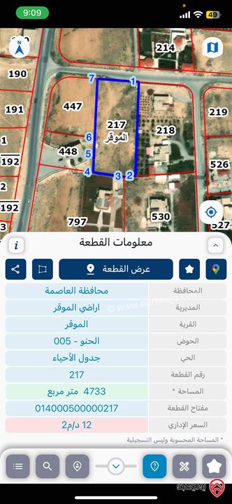 قطعة ارض مساحة 4 دونم و 733م للبيع في عمان - الموقر