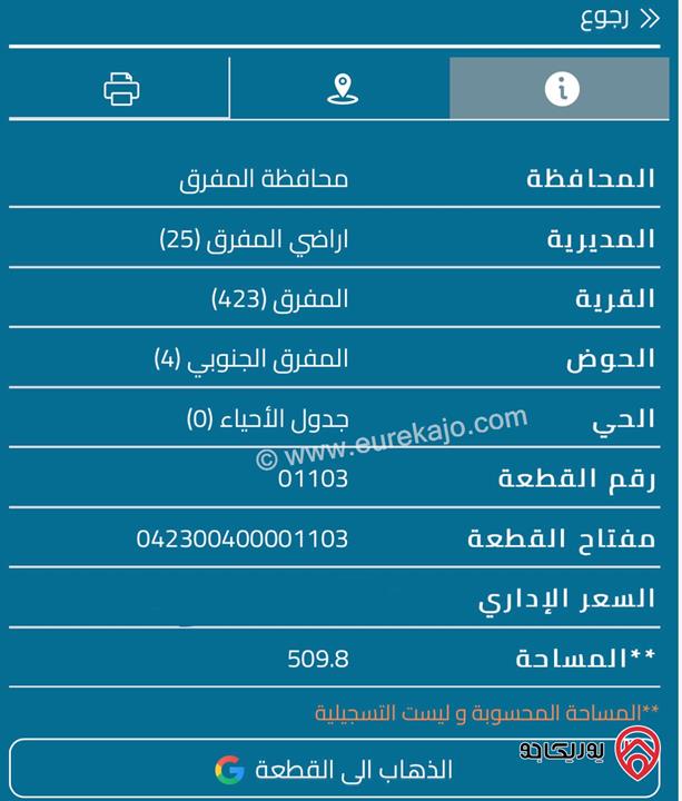 قطعة ارض للبيع في المفرق- الضاحية بسعر مناسب جدا المساحة 510م