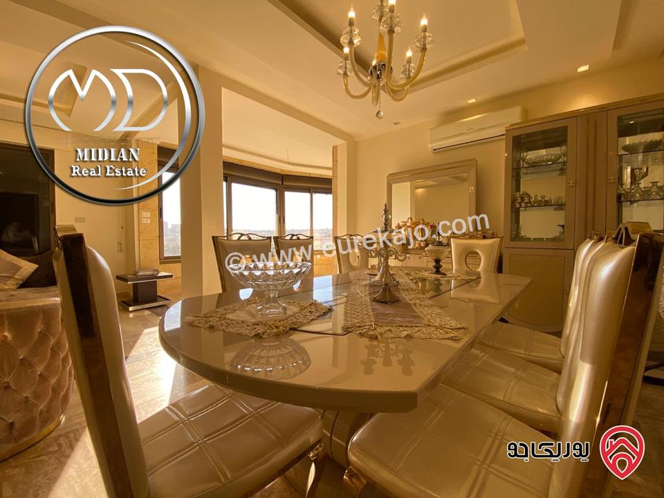 شقة مفروشة طابق أخير مع روف للايجار في عمان - خلدا - العوجانية مساحة 320م مع تراسات تشطيبات ديكورات فاخرة اطلالة جميلة