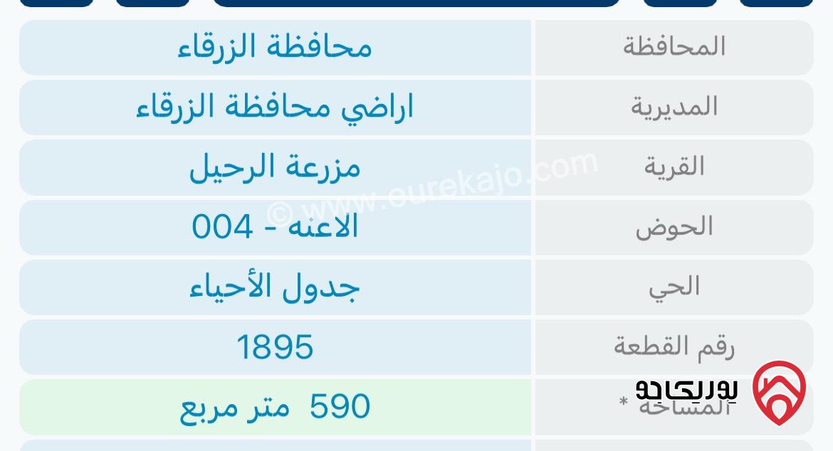 ارض مميزة على شارعين مساحة 590م للبيع في الزرقاء - شومر 