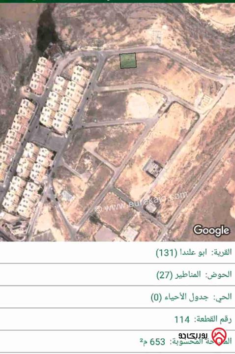 قطعة أرض مساحة 654م للبيع في عمان - ابو علندا بجانب سكن كريم بعد اشارة الغاز