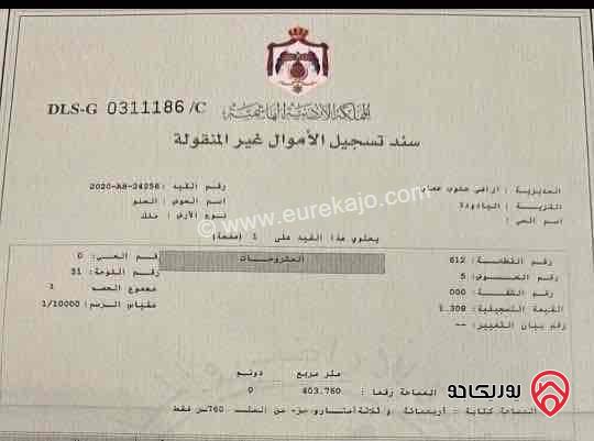 ارض مساحة 403م للبيع من أراضي جنوب عمان البنيات اسكان الامانة تبعد عن طريق المطار دقيقتين فقط تنظيم د وبسعر 125 الف دينار للتواصل 0795261472