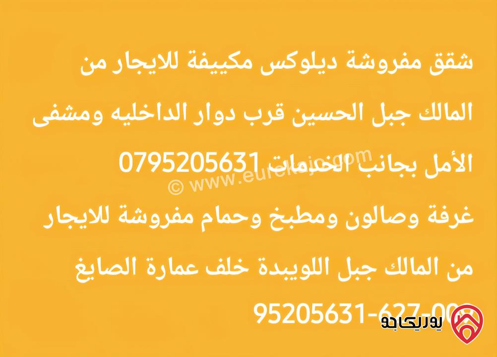 استوديو مساحة 50م مفروش للايجار من المالك في عمان - جبل اللويبدة خلف عمارة الصايغ 
