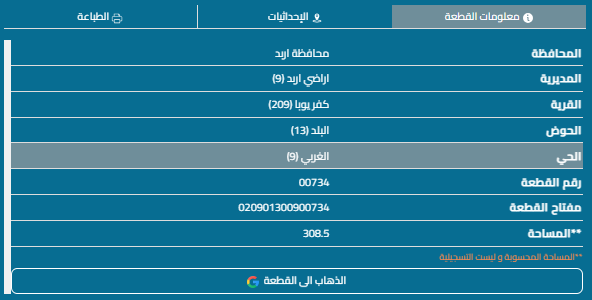 قطعة أرض مساحة 308م للبيع في اربد - كفر يوبا 