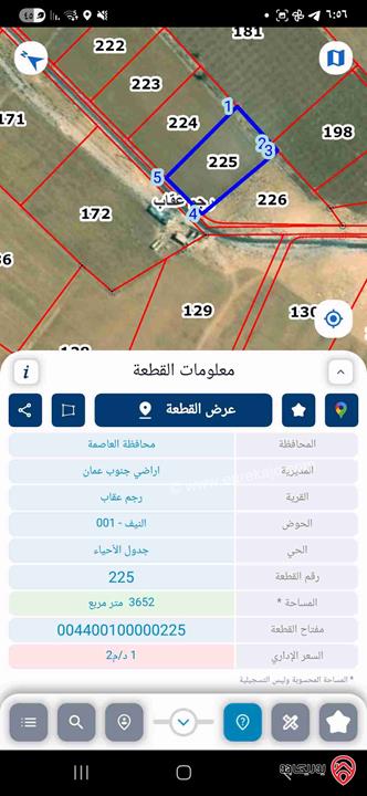 قطعتين أرض مساحة كل قطعة 3 دونم و 652م للبيع في عمان - ام الرصاص رجم عقاب