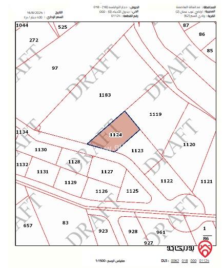 أرض مساحة 1558م للبيع في عمان - حجار النوابلسة