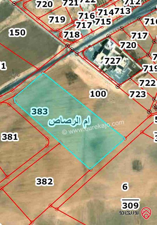 قطعة أرض على شارعين مساحة 14 دونم للبيع في منطقة عمان -  ام الرصاص