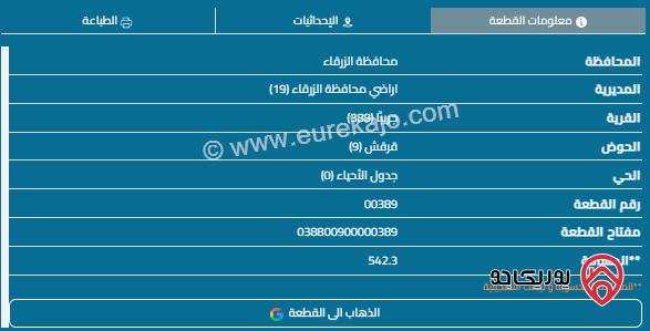 قطعة أرض مساحة 542م للبيع في الزرقاء - المدينة المنورة 