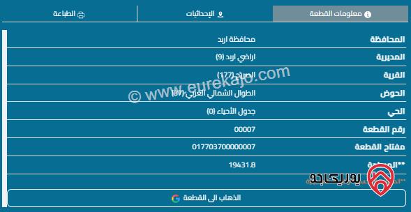 قطعة ارض مساحة 1000م مشتركة للبيع في اربد - الصريح	