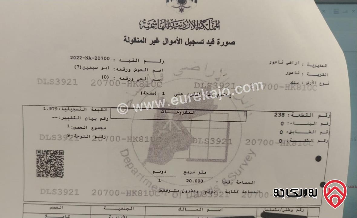 أرض سكني مساحة 1020م للبيع في عمان - مرج الحمام