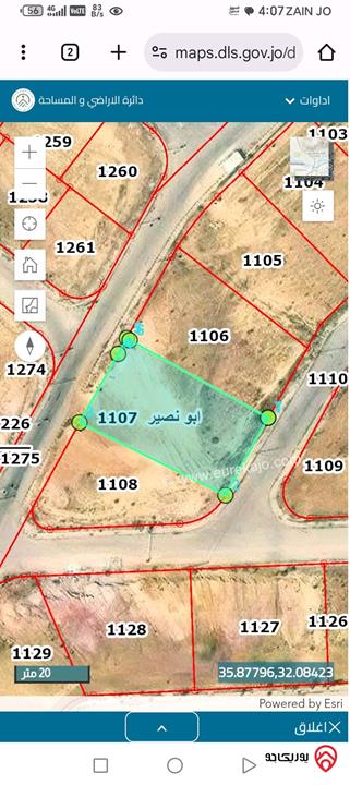 قطعة أرض مميزة ذات اطلالة جملية مرتفعة مساحة 1 دونم للبيع في عمان - ابو نصير حي الضياء فوق شارع الأردن 