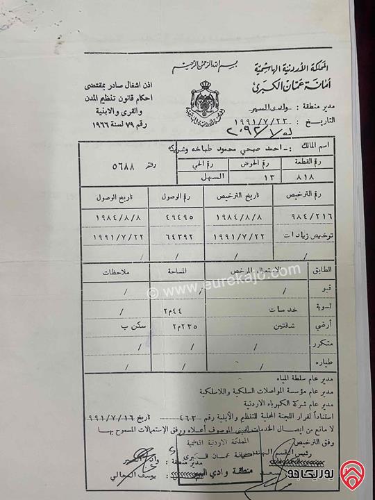 منزل مستقل مساحة الأرض 573م والبناء 235م عبارة عن شقتين للبيع في عمان - وادي السير البيادر