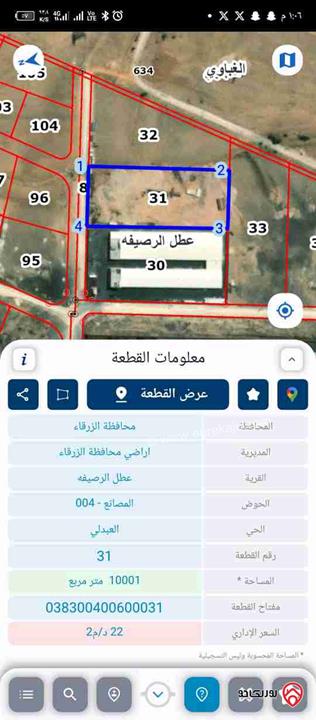 أرض استثمارية مساحة 10 دونم للبيع في محافظة الزرقاء