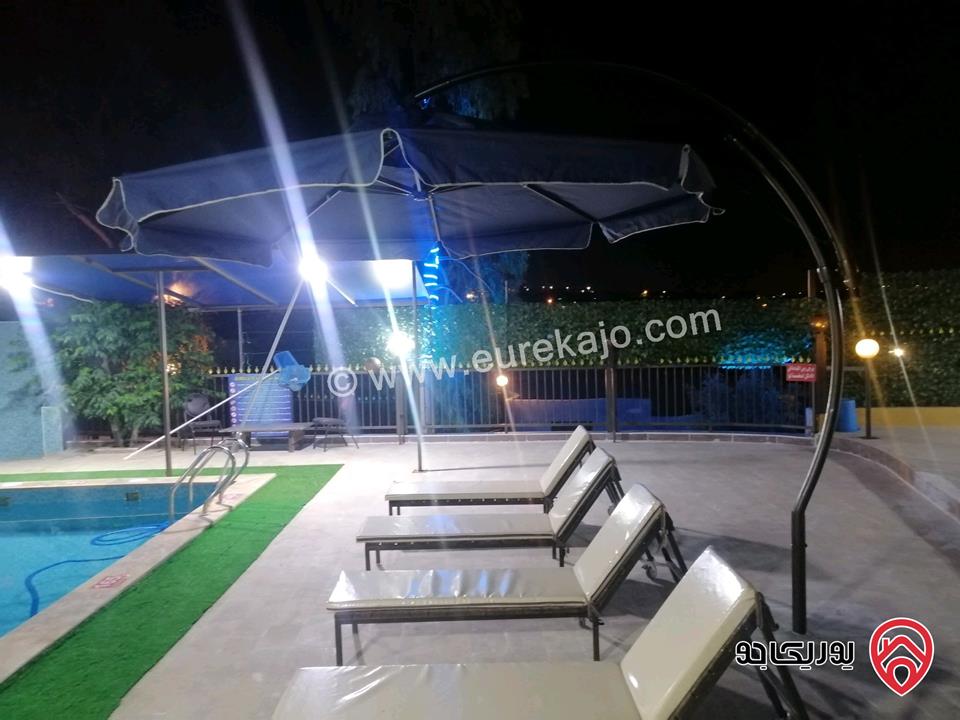 مزرعة ومنتجع مساحة الأرض 3 دونم و 700م والبناء 250م للبيع في اربد - كفر سوم قوشان مستقل استثمارية وسكنية