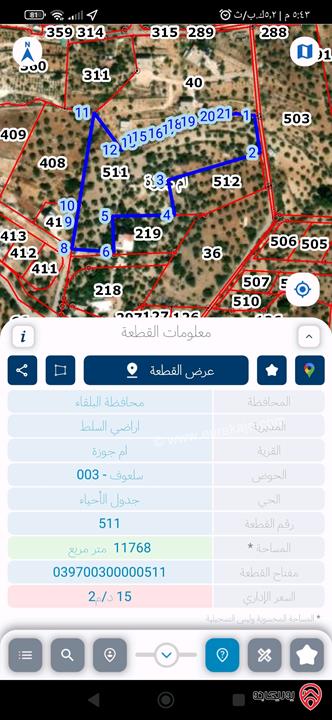 قطع أراضي بمساحات وأسعار مختلفة كما موضحة بالاعلان للبيع في السلط كافة المناطق
