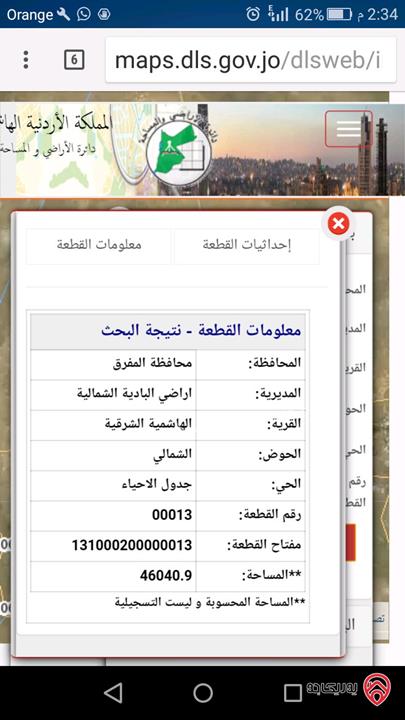 ارض مساحة 46 دونم للبيع في المفرق  - البادية الشمالية الهاشمية الشرقية