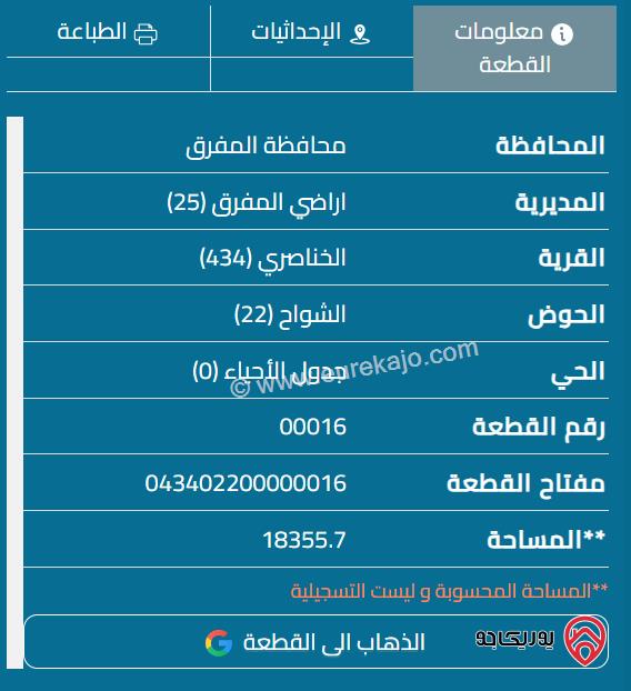 قطعة ارض مساحة 18300م للبيع في المفرق - الخناصري