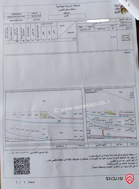 أرض مساحة 750م للبيع في عمان - طبربور النويجيس ع شارع ال30