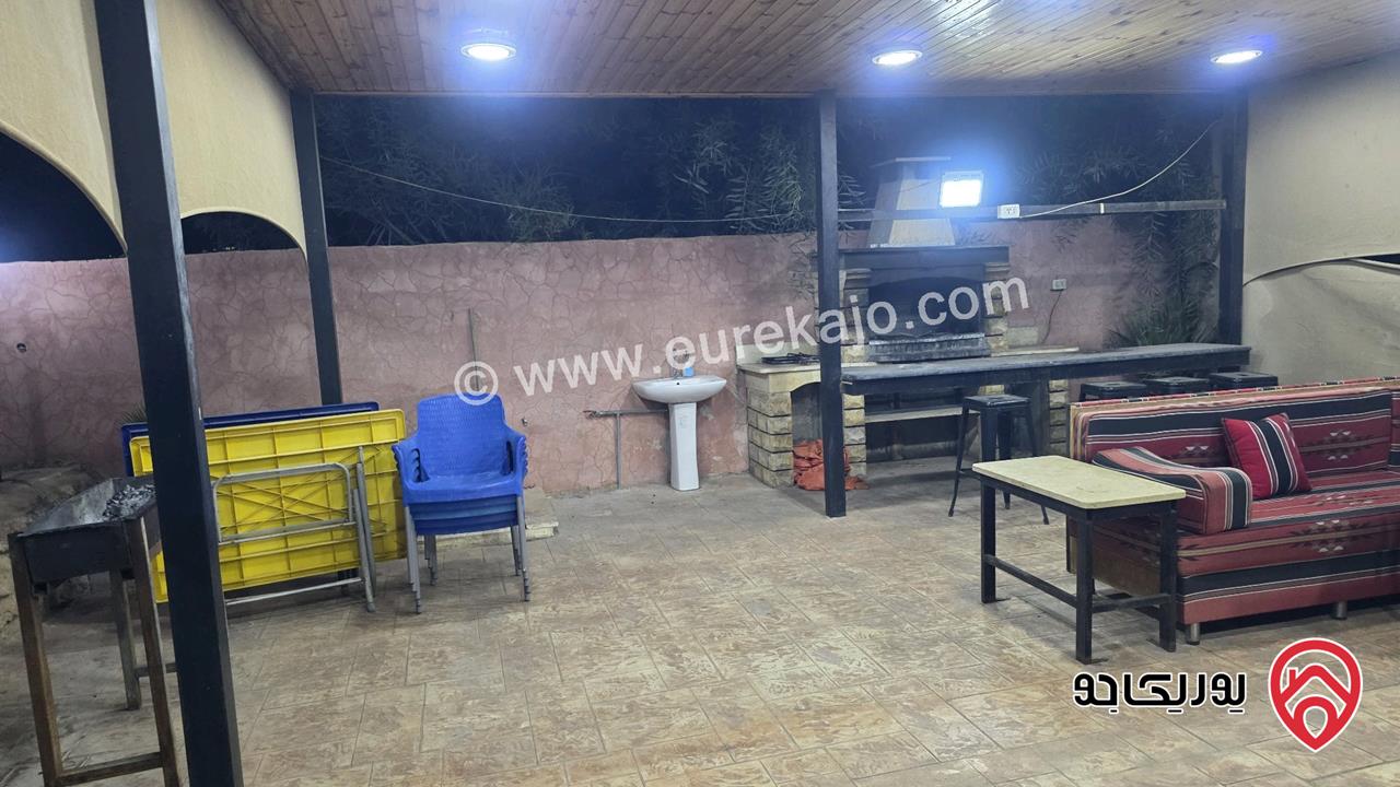 مزرعة مساحة الأرض 1 دونم و البناء 500م للايجار اليومي في جرش