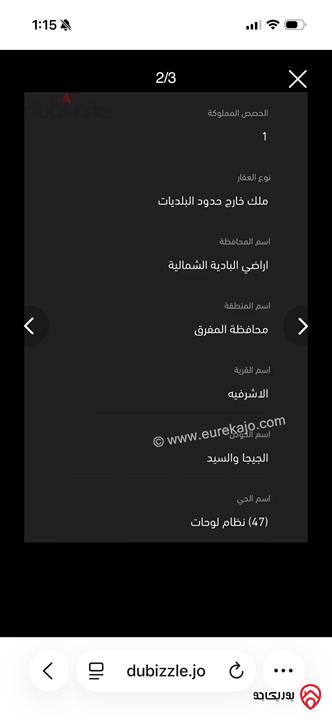 قطعة ارض مساحة 10 دونم للبيع في المفرق - أراضي البادية الشمالية بالاشرفيه