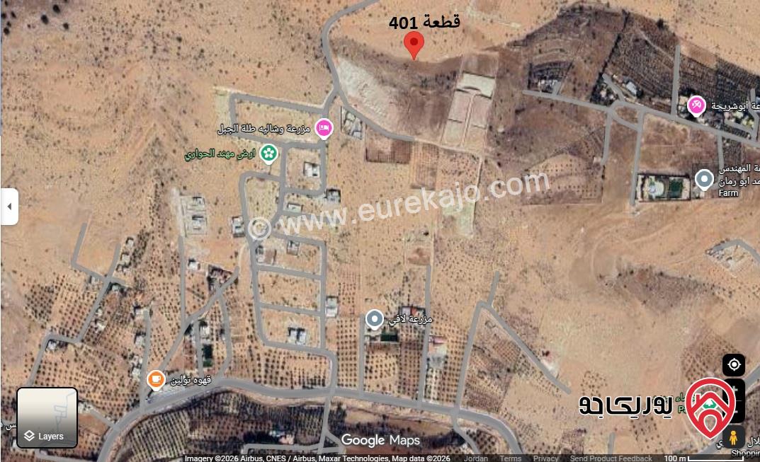 من المالك قطعة أرض زراعية مساحة 3 دونم و 400م للبيع من اراضي الزرقاء - قرية بيرين - حوض تلعة حامد