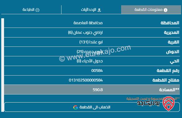 قطعة ارض مساحة 590م للبيع في ابو علندا	