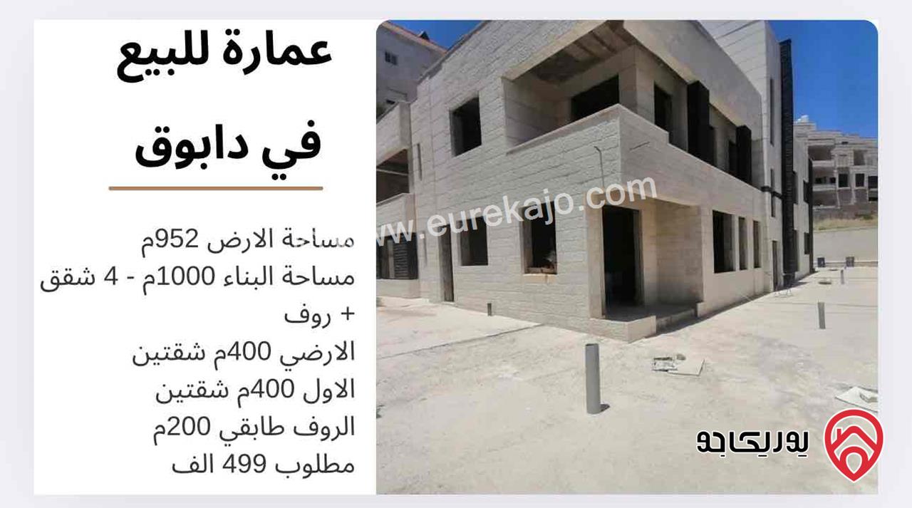 عمارة تحتوي على 4 شقق + روف على أرض 952م للبيع في عمان - دابوق 
