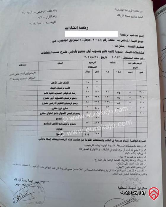 أرض مساحة 515م للبيع موقع وسعر ممتاز للسكن والاستثمار في الزرقاء - جبل المغير - قرب مسجد برّ الوالدين