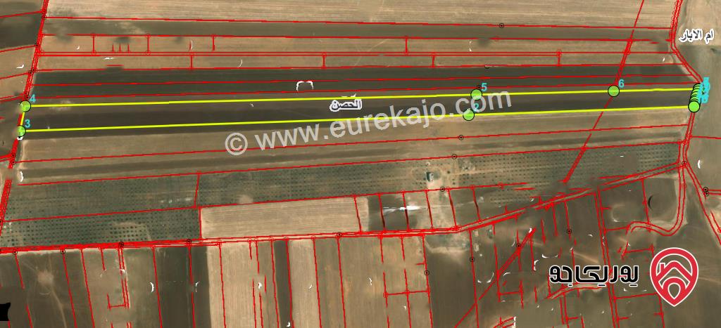قطعة ارض مساحة 5 دونم و 300م مشترك للبيع في اربد - الحصن 