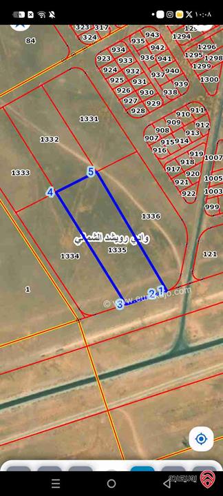أرض مساحة 13 دونم للبيع في المفرق أراضي البادية الشمالية - منطقة الرويشد تقع مباشرة على شارع بغداد الدولي الرئيسي
