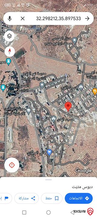 نمرتين سكنية مساحتهم 780م متلاصقتين للبيع في جرش شرق البركتين اسكان التطوير الحضري