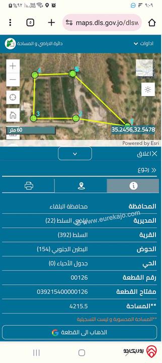 مزرعة مساحة 4250م للبيع في البلقاء - السلط 