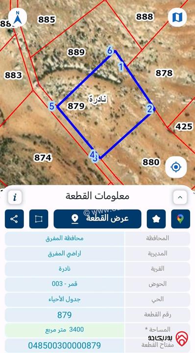 قطعة أرض زراعية مساحة 3 دونم و 400م للبيع في المفرق - نادرة