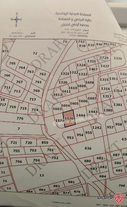 أرض سكنية مساحة 1 دونم و 300م للبيع في عمان - الظهير