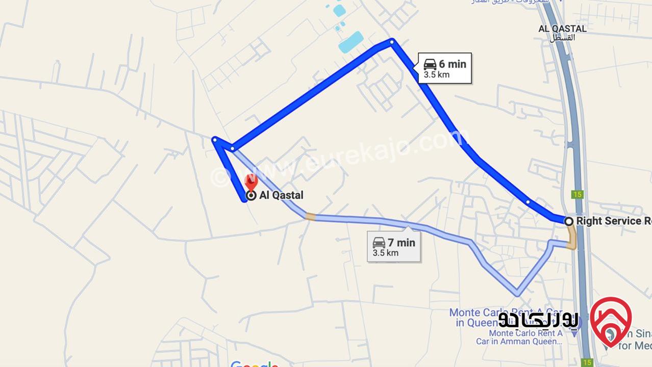 قطعة أرض مساحة 4216م للبيع في عمان - القسطل حوض الموارس تبعد عن طريق المطار 3 كم تقريبا 