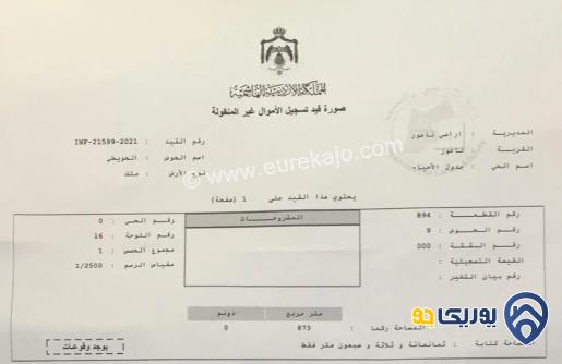 قطعة أرض مساحة 872م للبيع في طريق المطار 