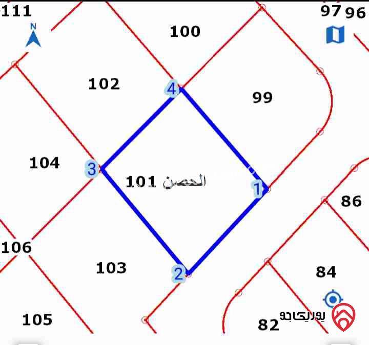 قطعة ارض مساحة 891م للبيع في اربد من اراضي الحصن على طريق اربد عمان 