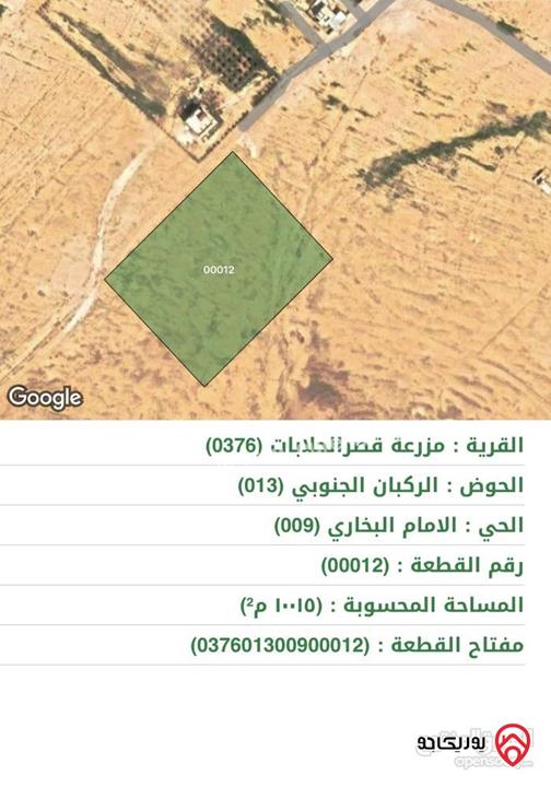 قطعة ارض مساحة 10 دونم للبيع من المالك مباشرة في الزرقاء - مزرعة قصر الحلابات 
