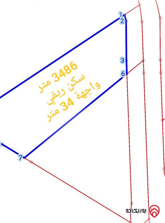ارض مساحة 3 دونم و 486م للبيع في عمان - دابوق ام شومرة تبعد 700 متر من كوزمو 