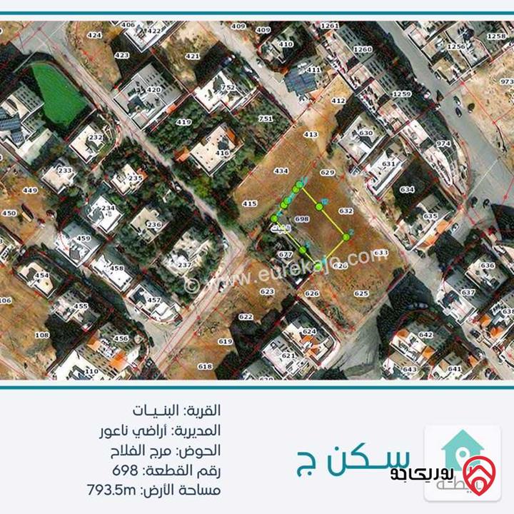 قطعة أرض تنظيم سكني ج مساحتها 793 متر مربع واصل جميع الخدمات للبيع في عمان - البنيات