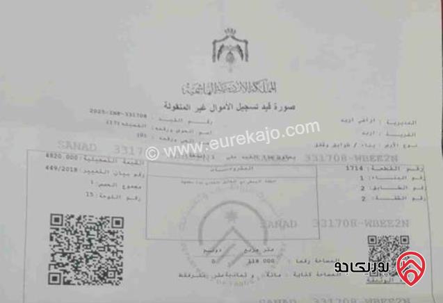 شقة مساحة 118م طابق ثاني للبيع في اربد 