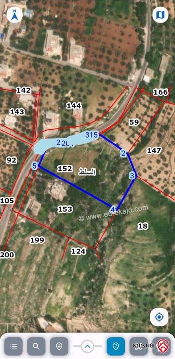 أرض مساحة 2 دونم و 876م للبيع في السلط زي مثلث كفر هودى اسفل عين سعدى