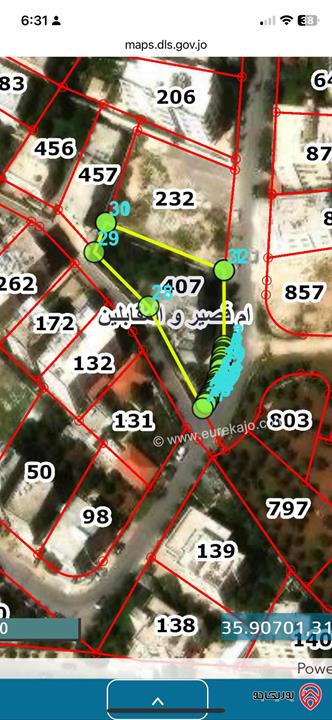 قطعة أرض مساحة 1092م للبيع في عمان - المقابلين