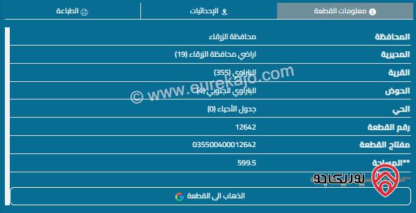 قطعة ارض مساحة 600م للبيع في الزرقاء - السخنة 