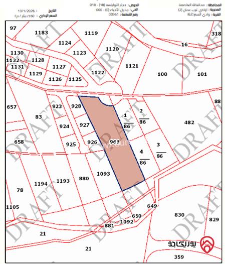 أرض مساحة 9 دونم للبيع في عمان - حجار النوابلسة