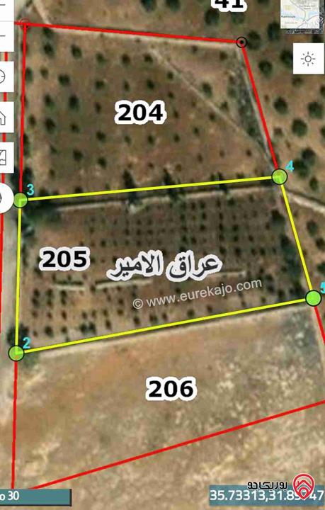 قطعة أرض مساحة 4 دونم و 350م للبيع في عمان - بمنطقة عراق الأمير ام المدارس موقع مميز ومطل